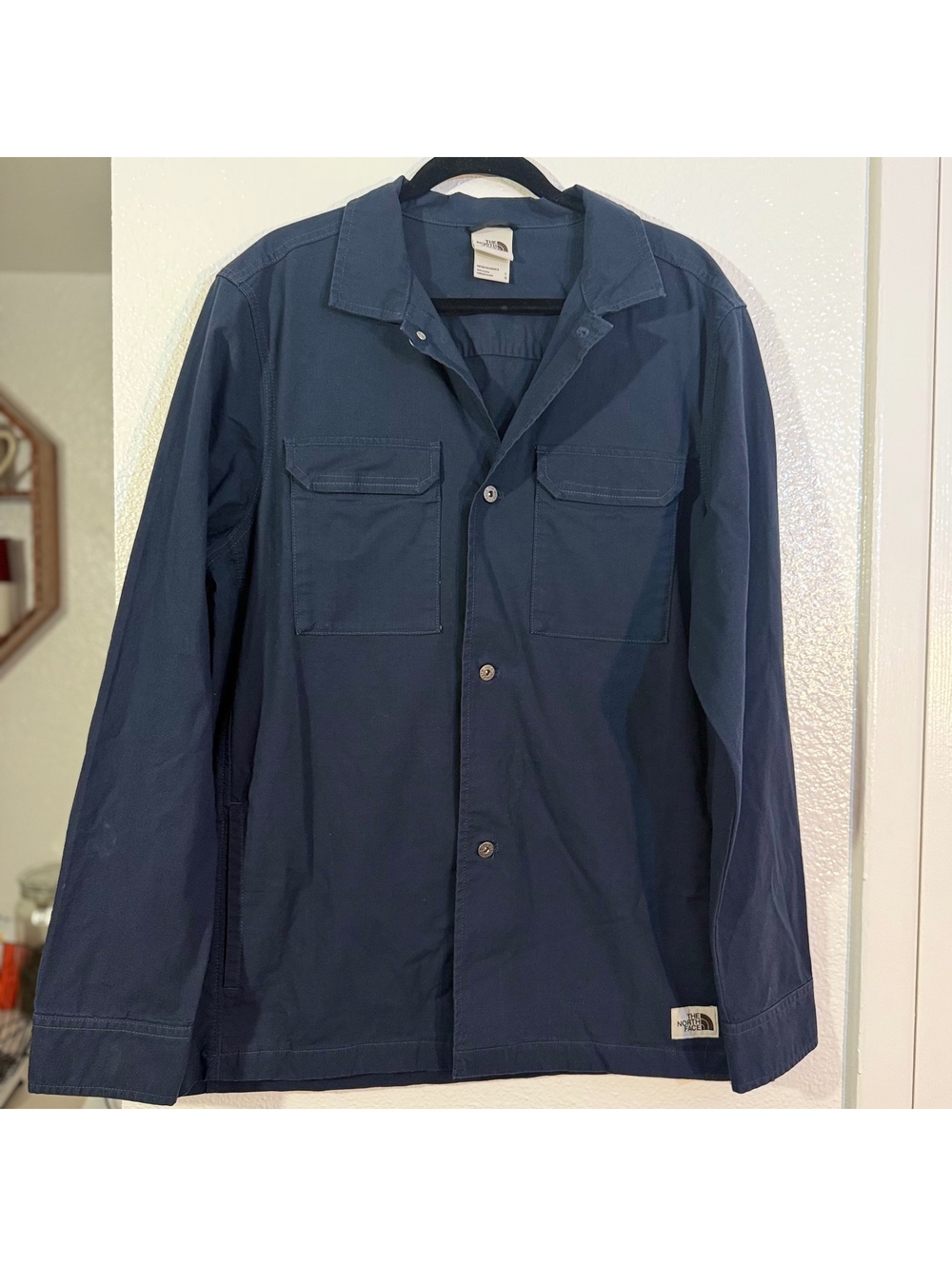 The North Face Utility Shirt Jacket Mens L Navy Cotton Workwear Overshirt